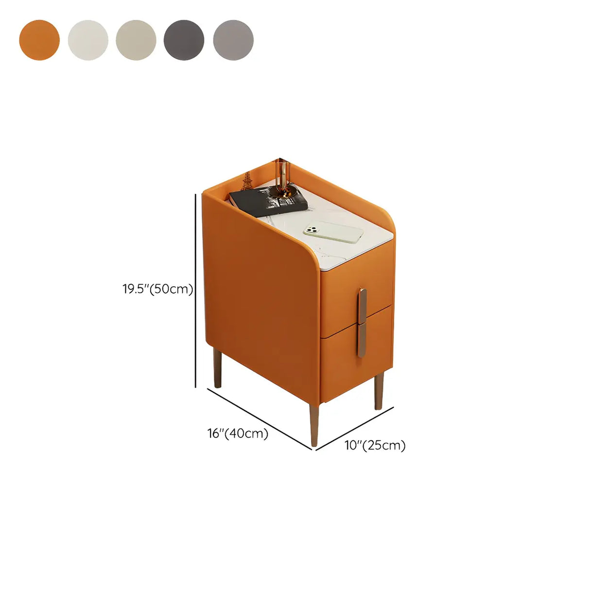 Curved Stone Off-White Stylish Functional Nightstand