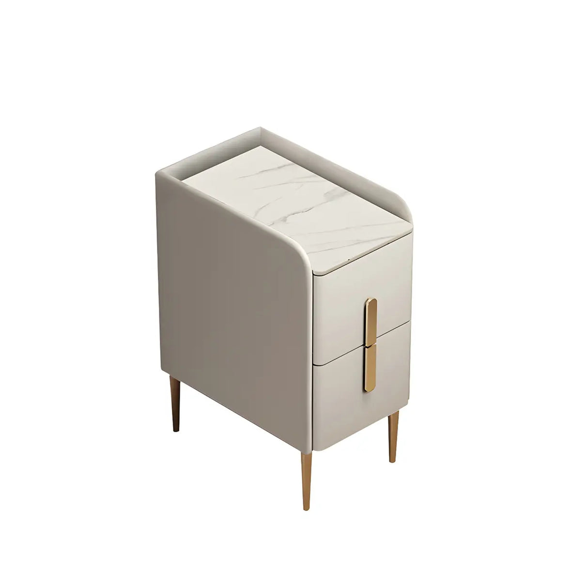 Curved Stone Off-White Stylish Functional Nightstand Image - 8