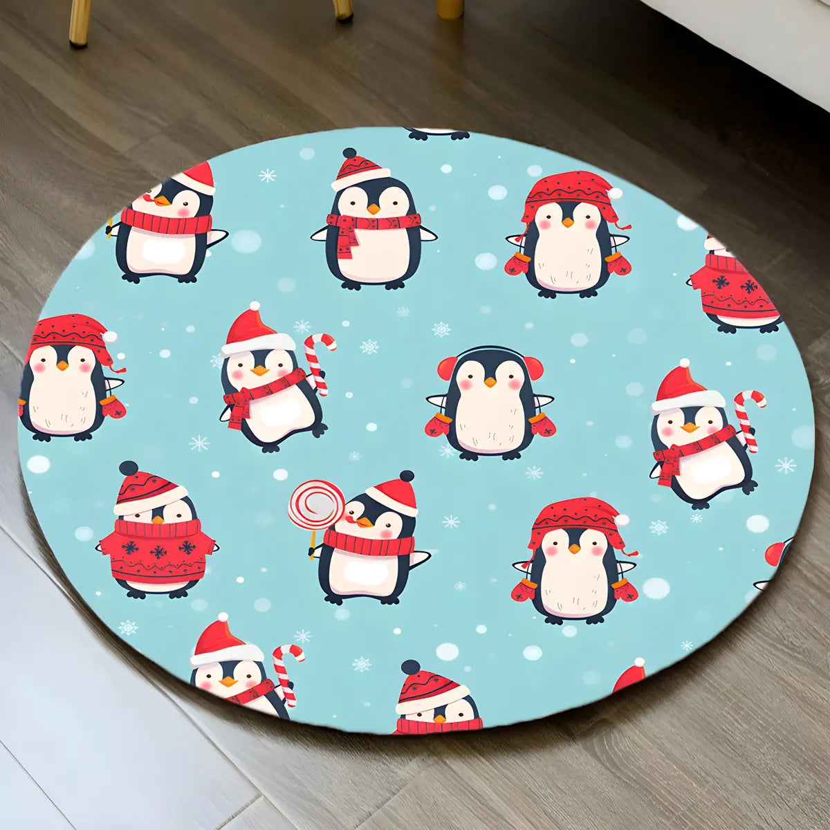 Cute Christmas Piggy Round Polypropylene Area Rug Image - 3
