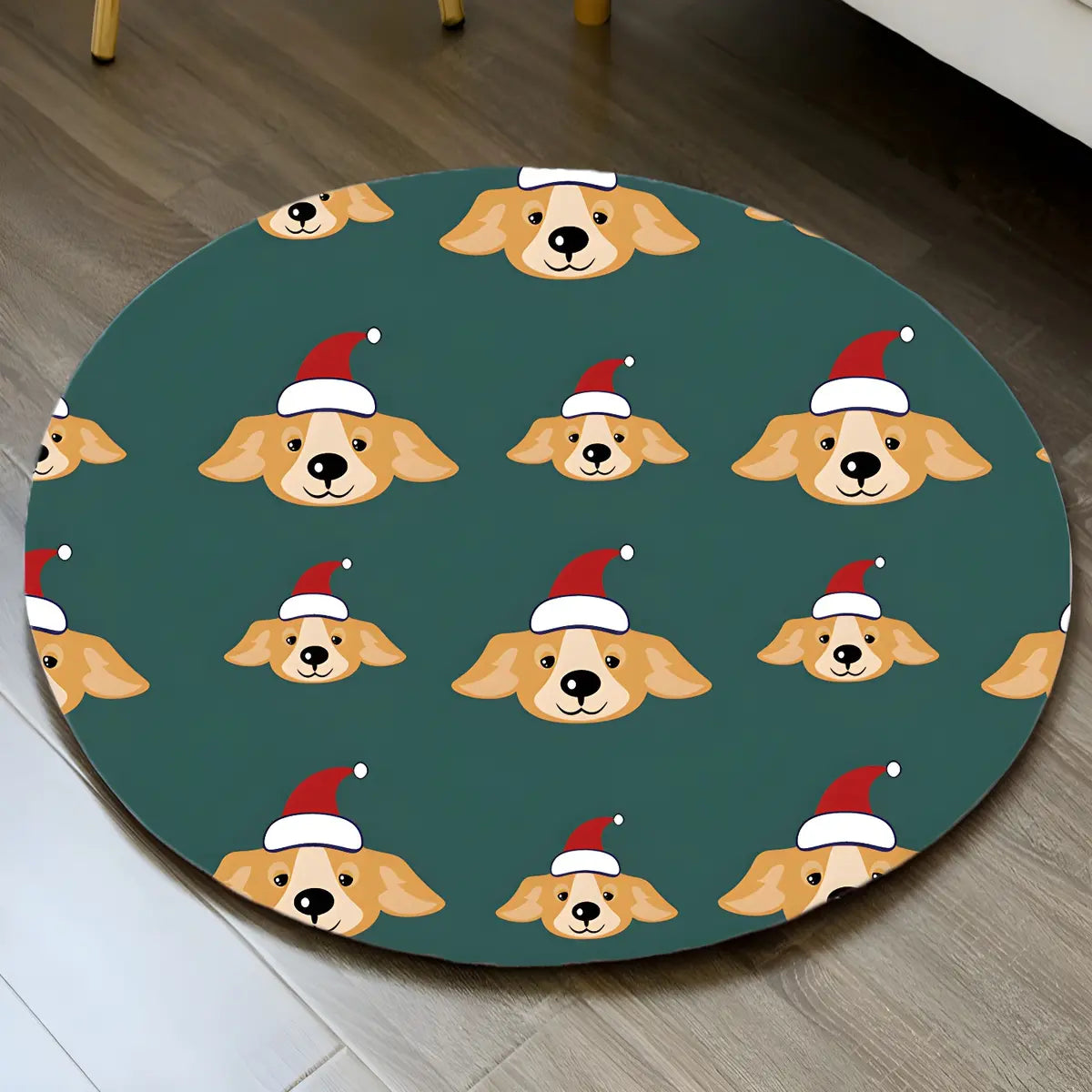 Cute Christmas Piggy Round Polypropylene Area Rug Image - 5