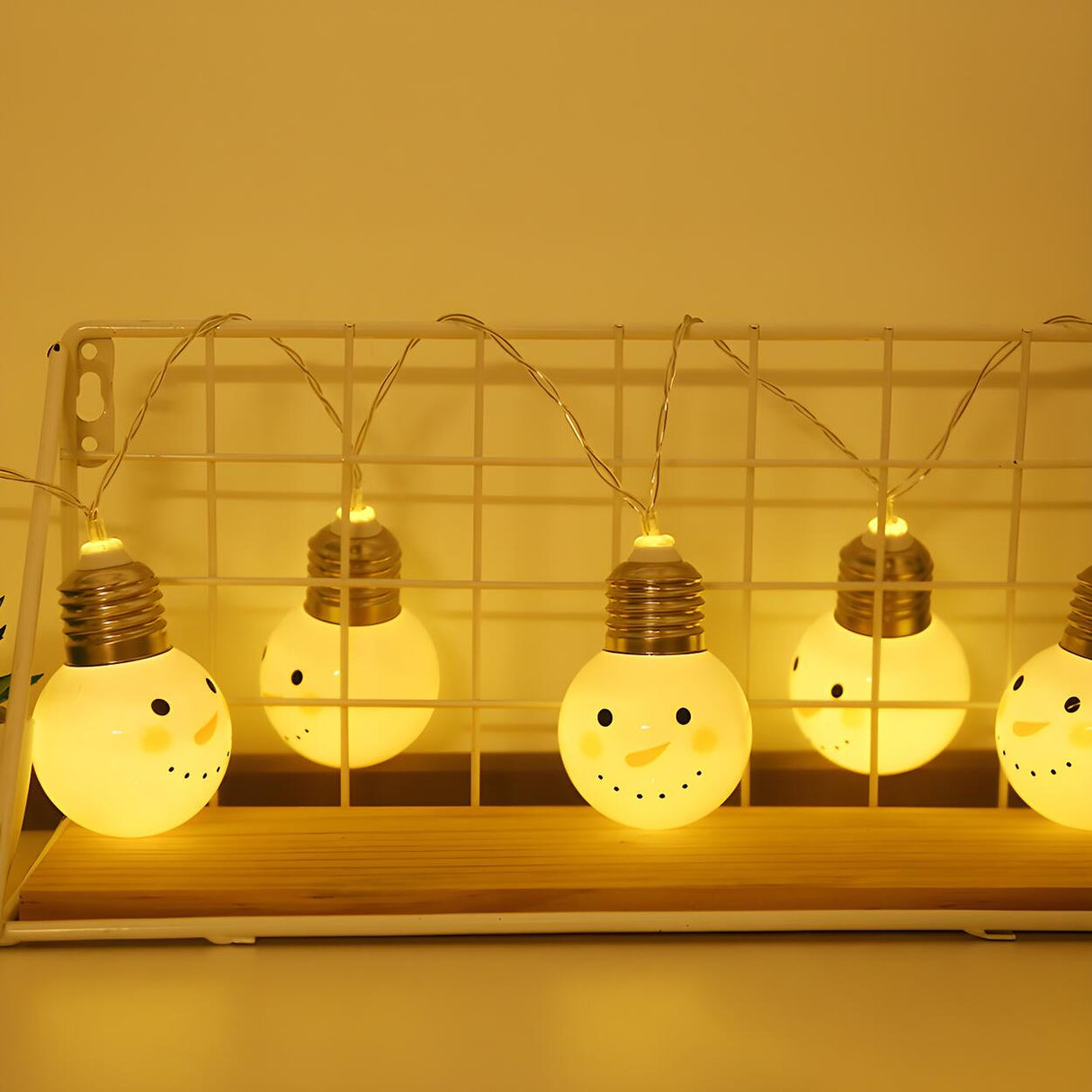 Cute Christmas Smiling Snowman LED String Lights Image - 16