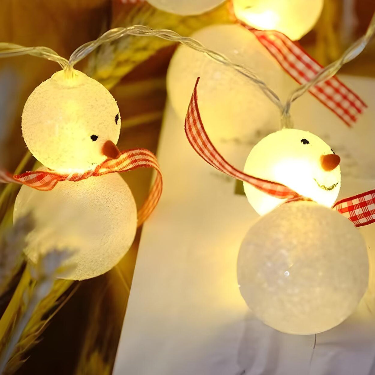 Cute Christmas Smiling Snowman LED String Lights Image - 18
