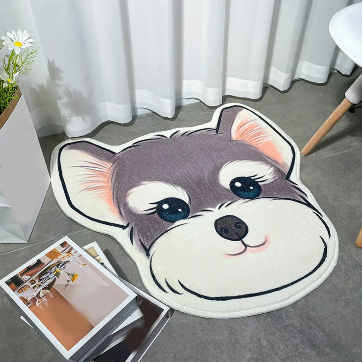 Cute Dog-Shaped Soft Imitation Wool Novelty Area Rug Image - 1