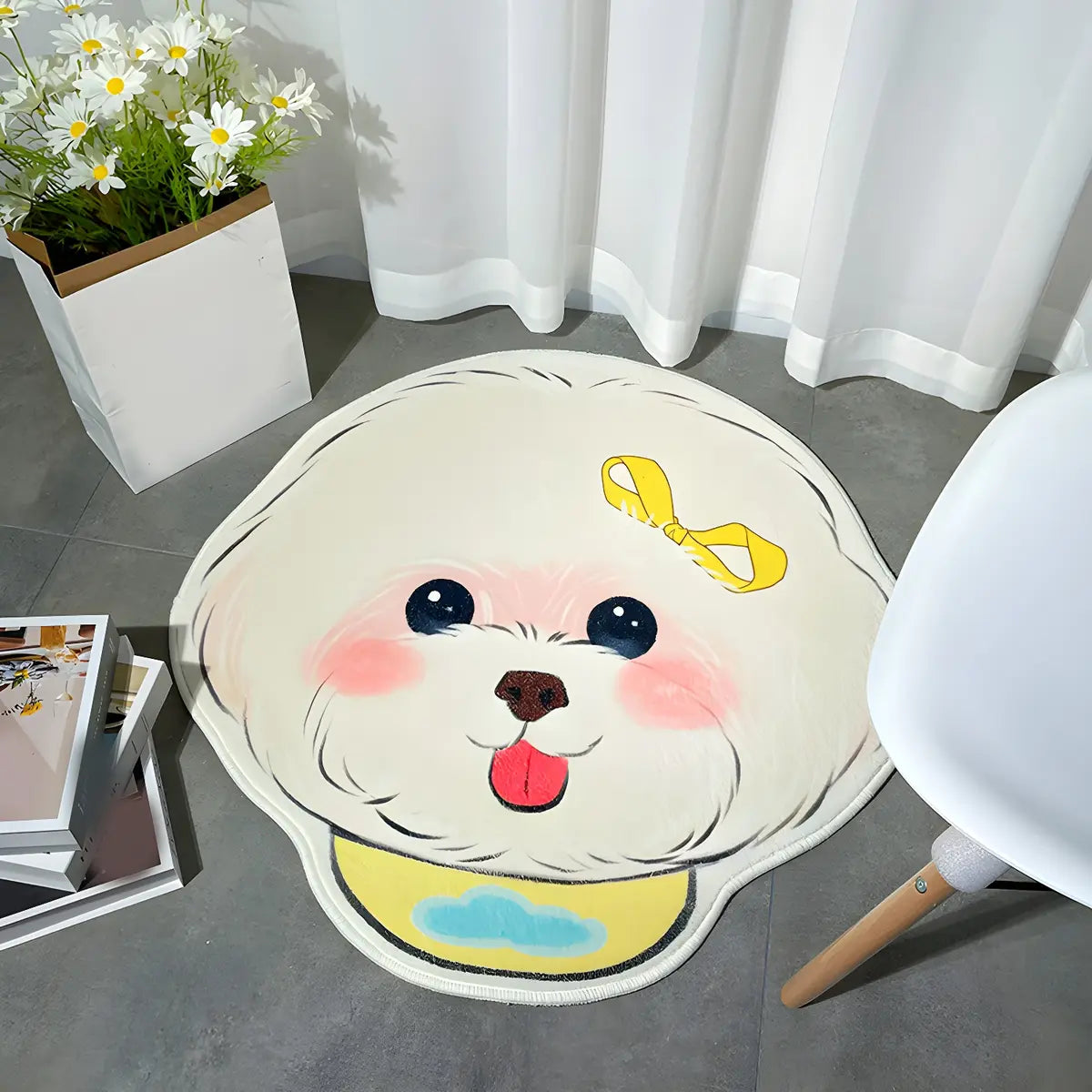 Cute Dog-Shaped Soft Imitation Wool Novelty Area Rug Image - 10