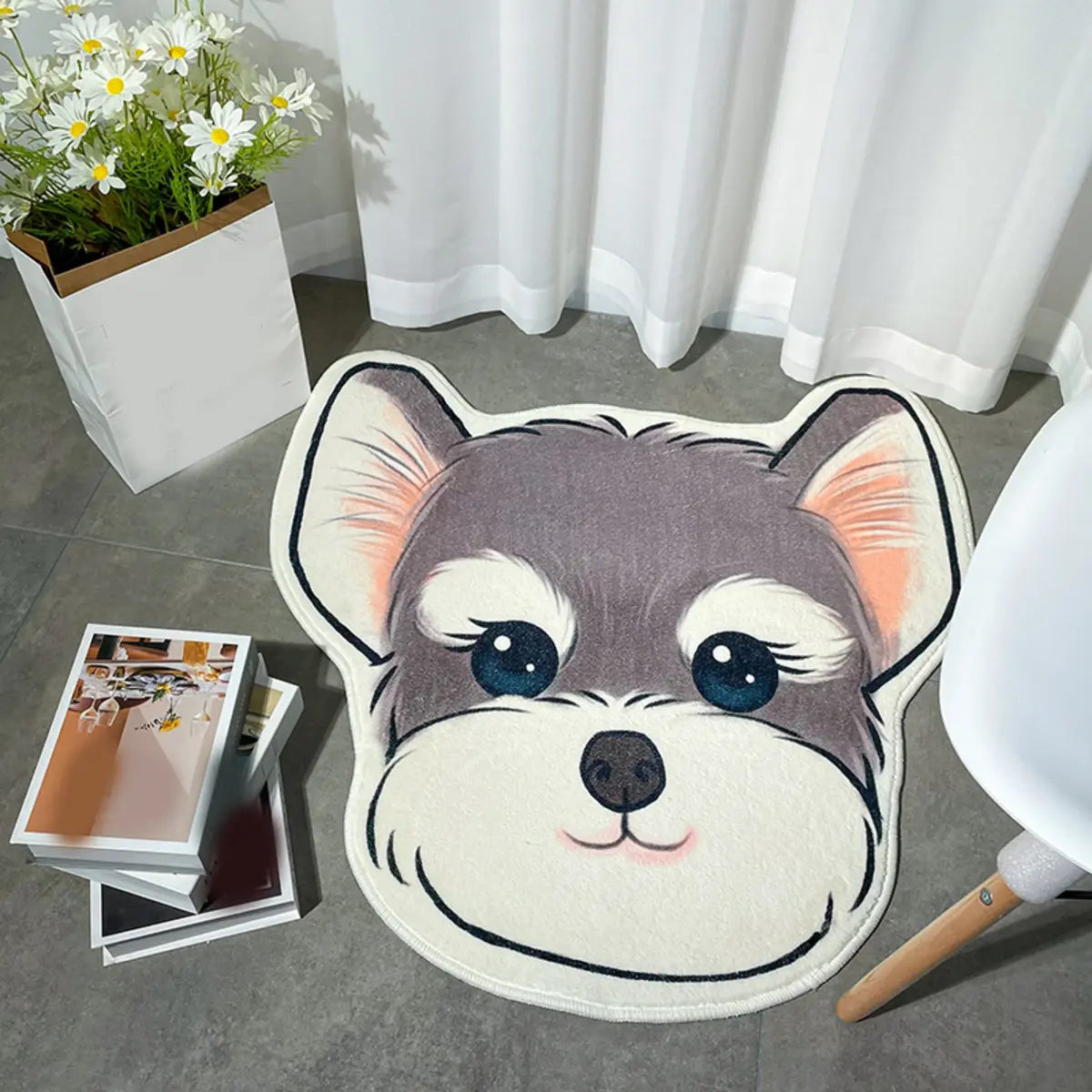 Cute Dog-Shaped Soft Imitation Wool Novelty Area Rug Image - 12