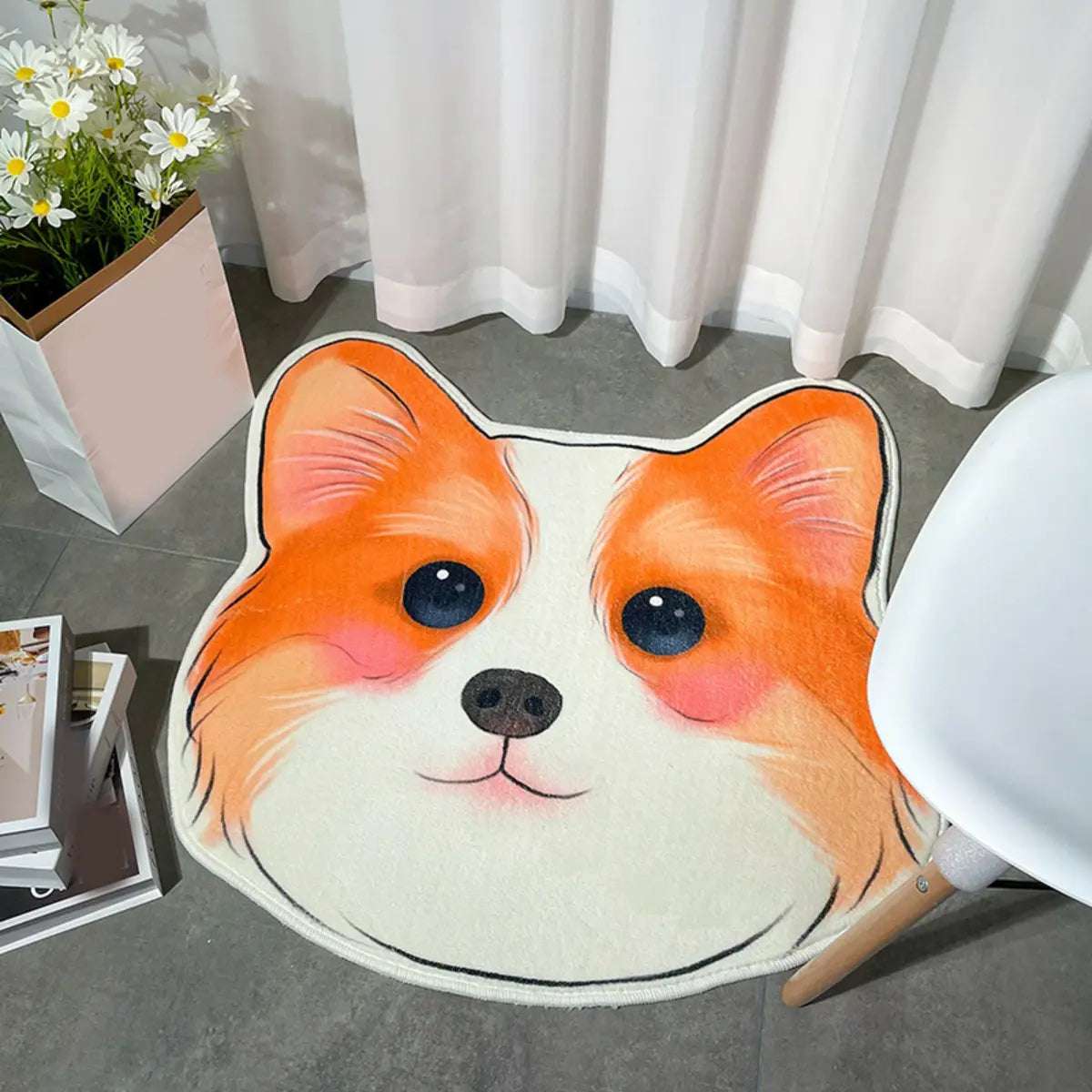 Cute Dog-Shaped Soft Imitation Wool Novelty Area Rug Image - 15