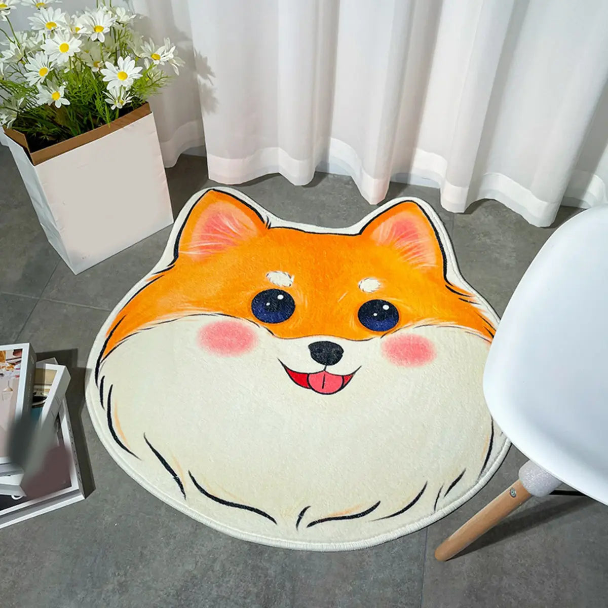 Cute Dog-Shaped Soft Imitation Wool Novelty Area Rug Image - 16