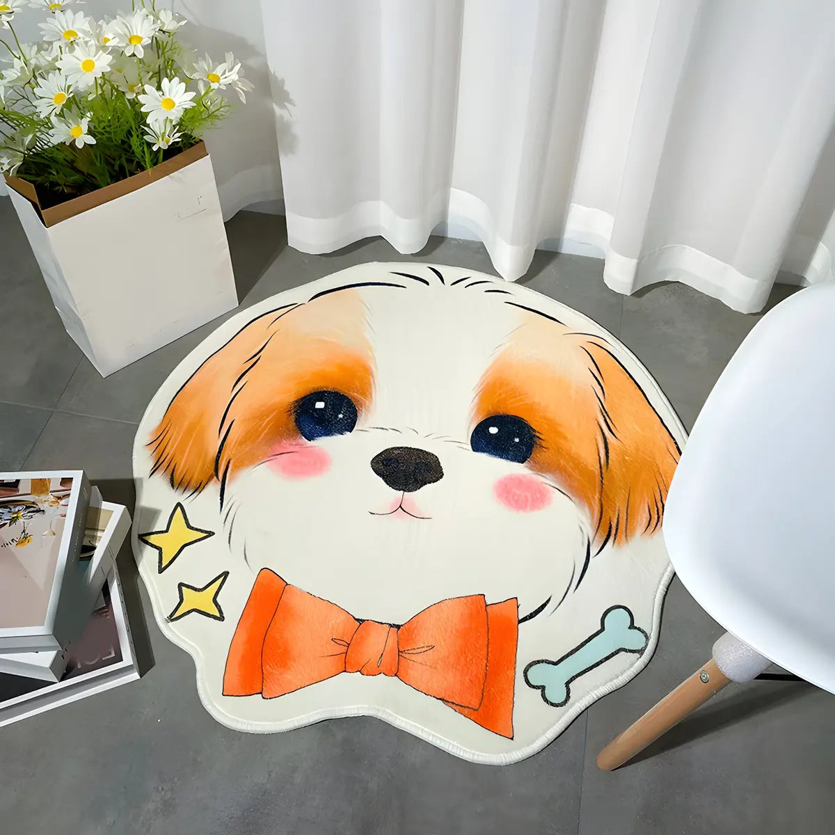 Cute Dog-Shaped Soft Imitation Wool Novelty Area Rug Image - 2