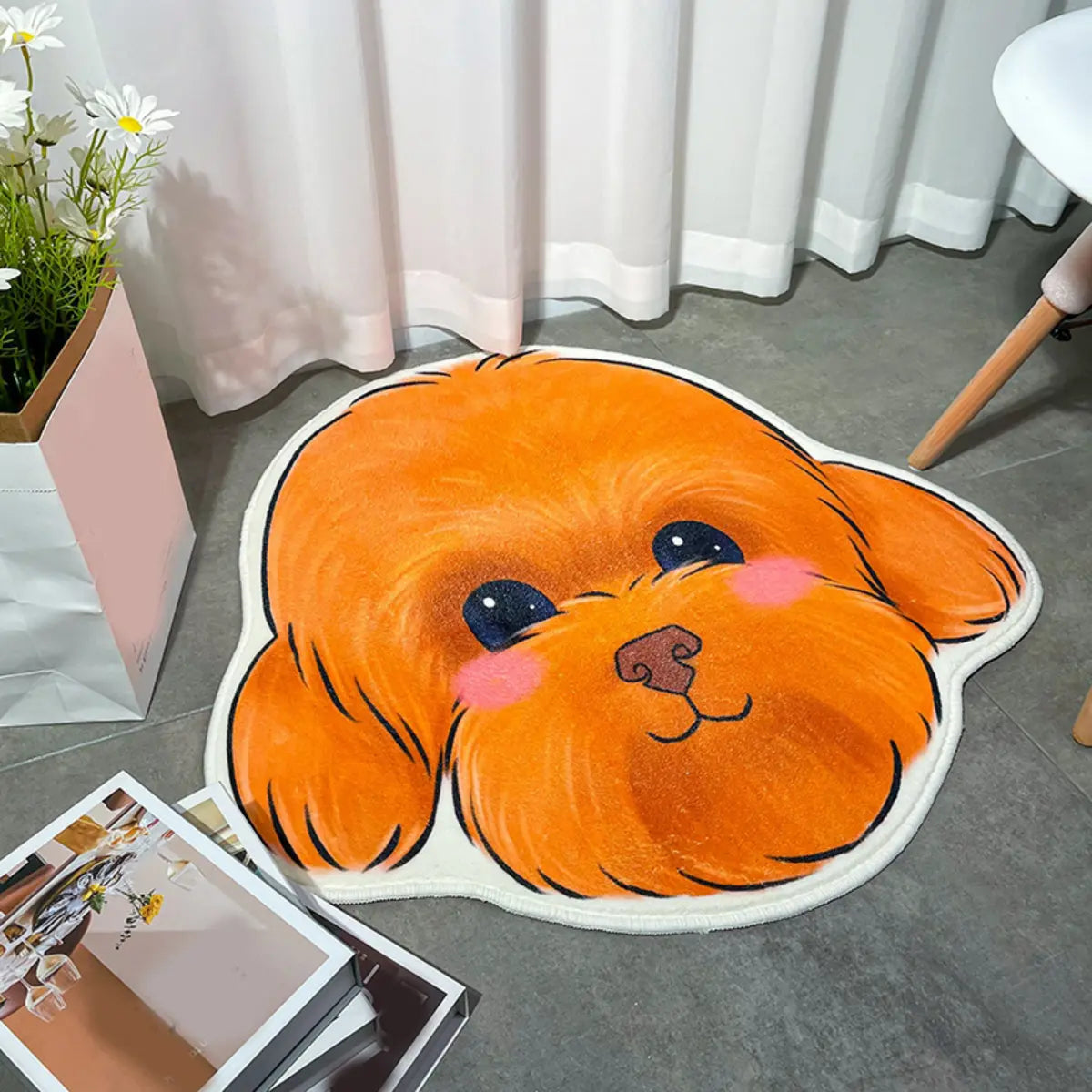 Cute Dog-Shaped Soft Imitation Wool Novelty Area Rug Image - 3