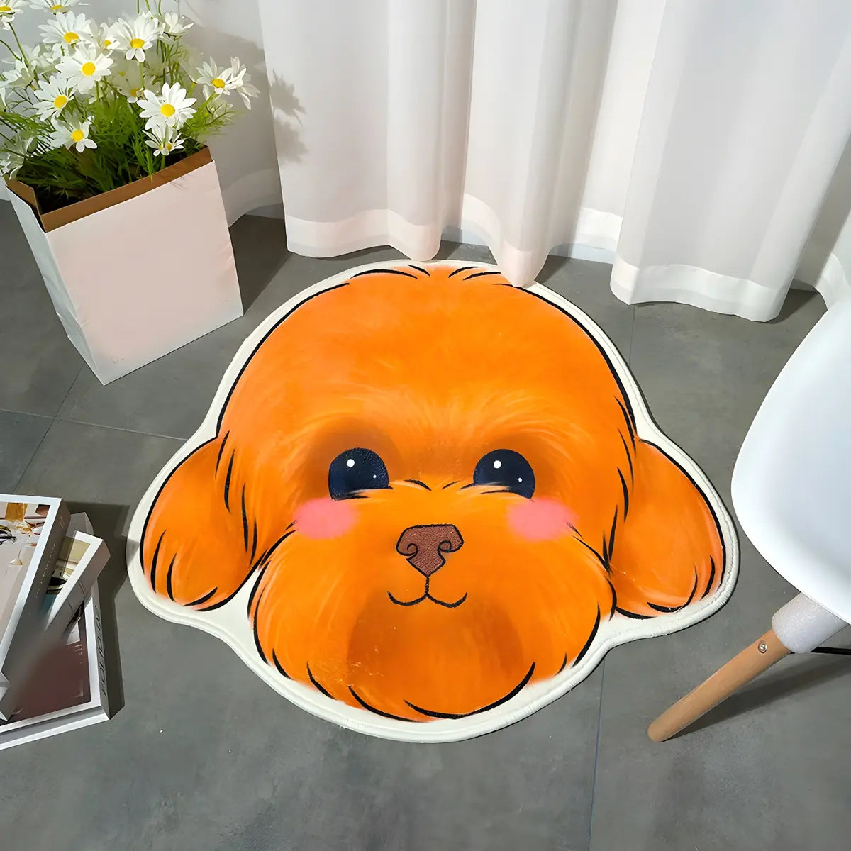 Cute Dog-Shaped Soft Imitation Wool Novelty Area Rug Image - 4
