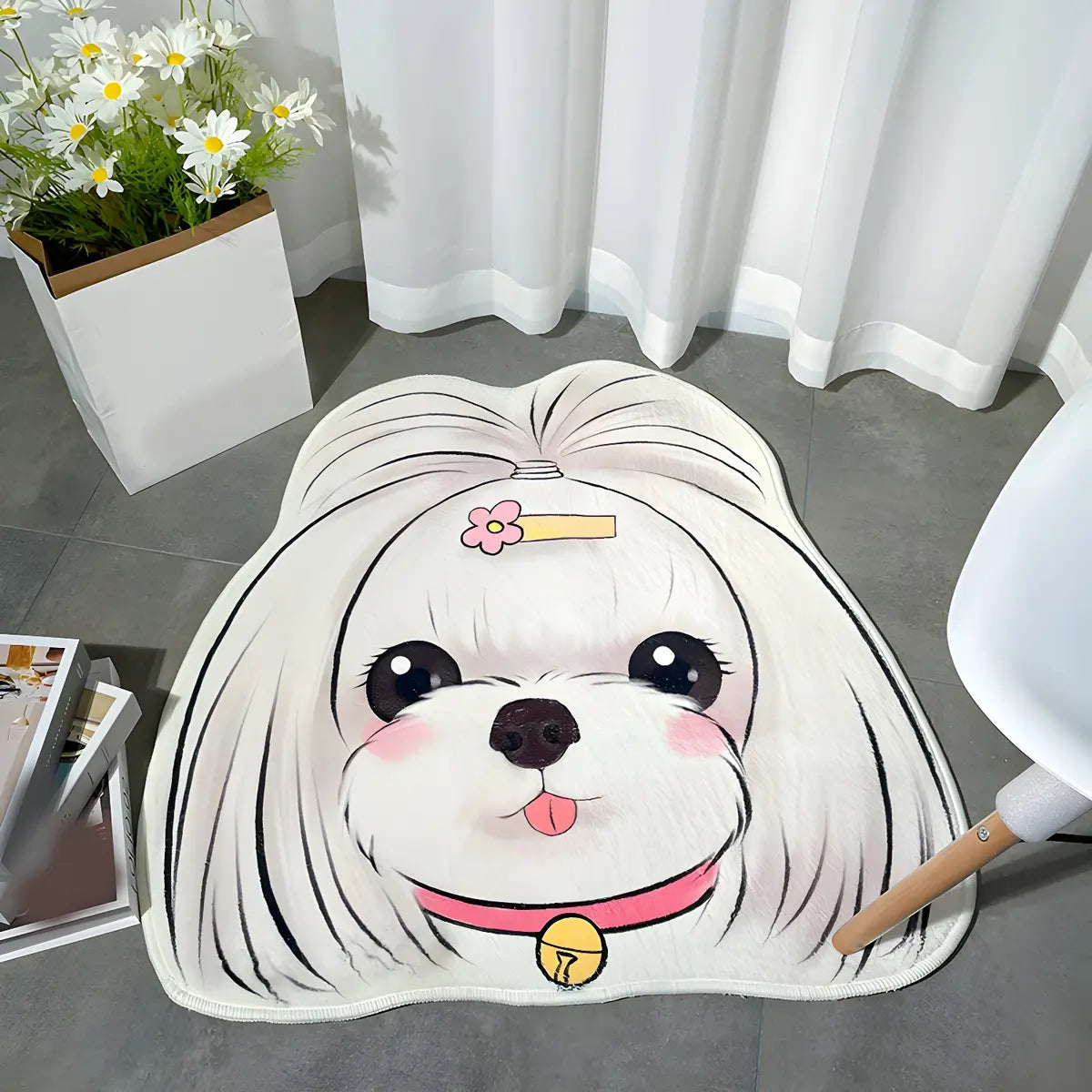 Cute Dog-Shaped Soft Imitation Wool Novelty Area Rug Image - 6