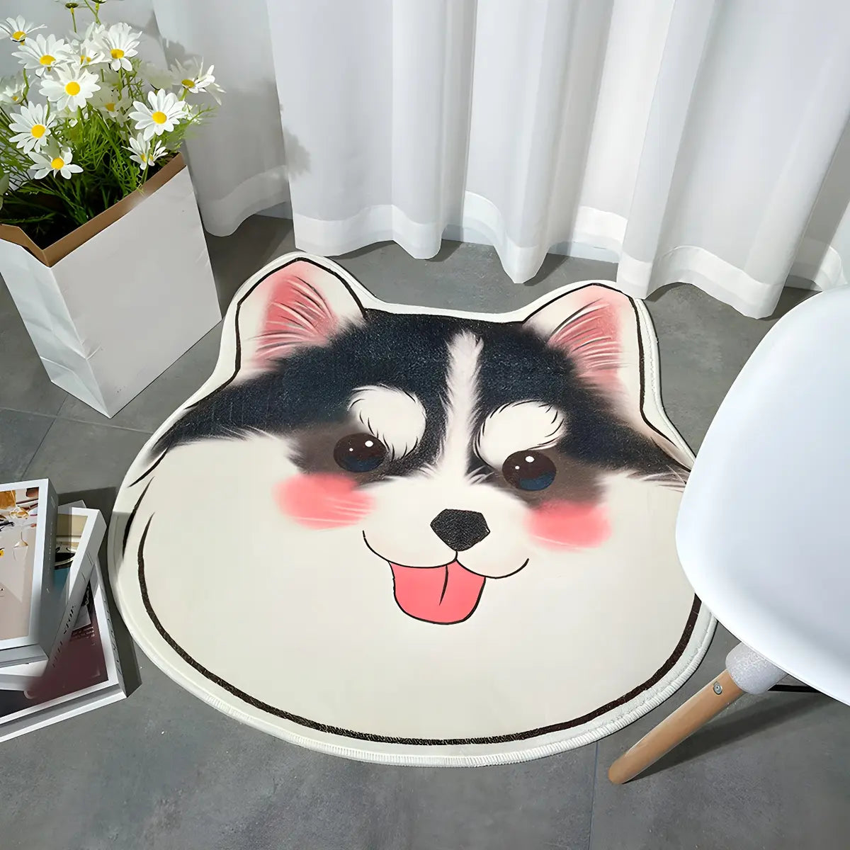 Cute Dog-Shaped Soft Imitation Wool Novelty Area Rug Image - 7