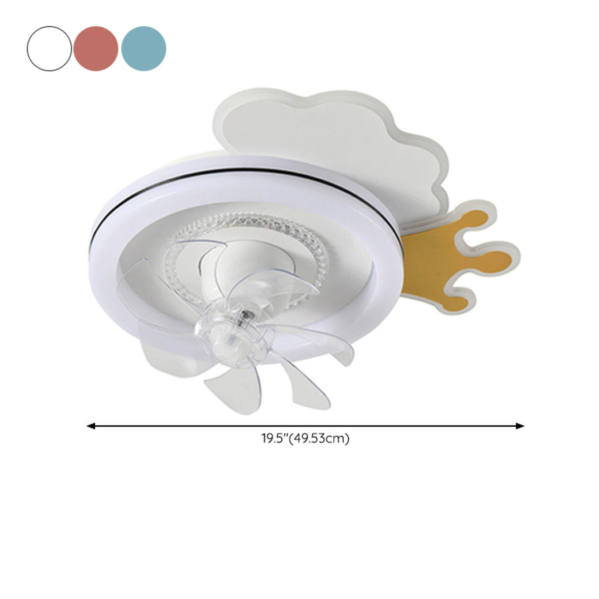 Cute Kids Room 7 Blade Crown Round Ceiling Fan Light