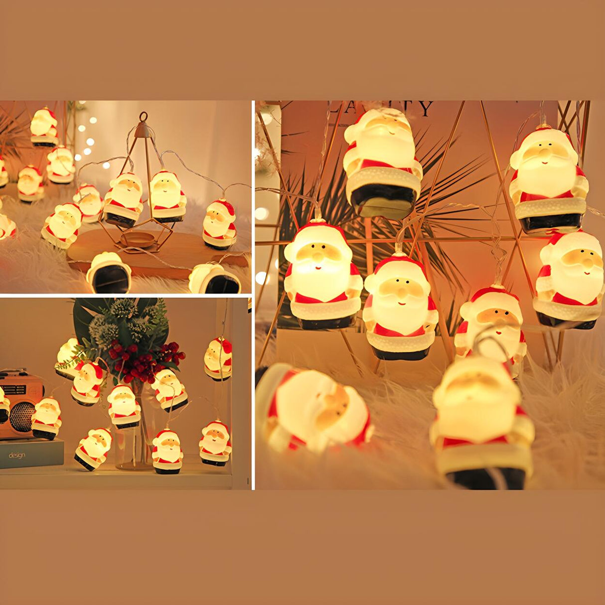 Cute Santa Claus Christmas Red LED String Lights Image - 13