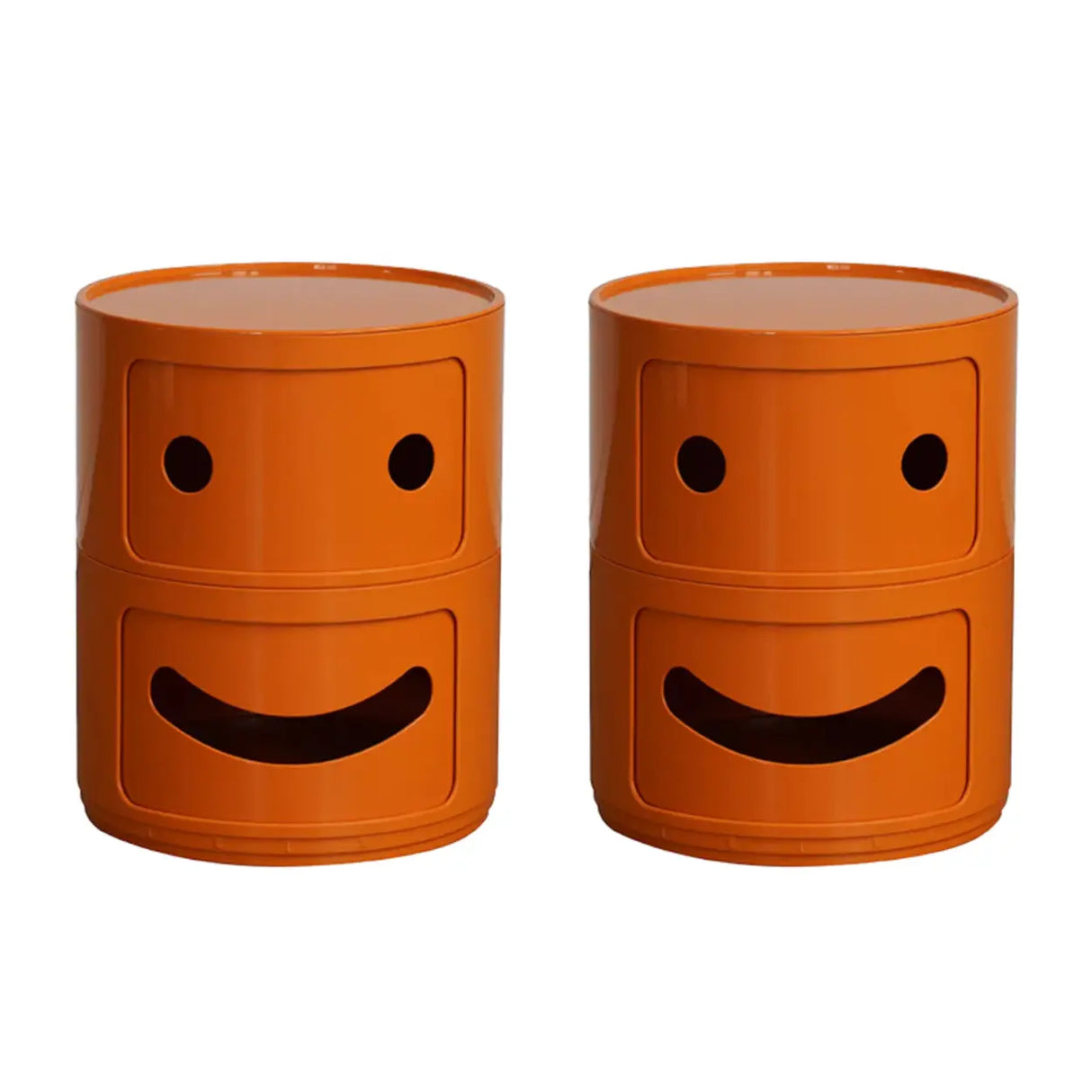 Cute Smiley Face Pattern Round Plastic Storage Nightstand Image - 10