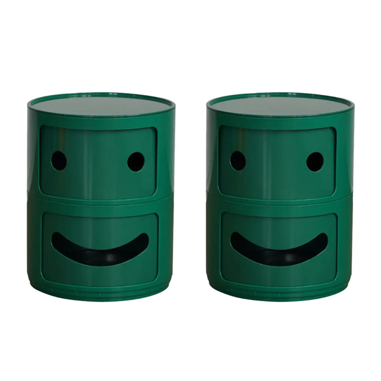 Cute Smiley Face Pattern Round Plastic Storage Nightstand Image - 12