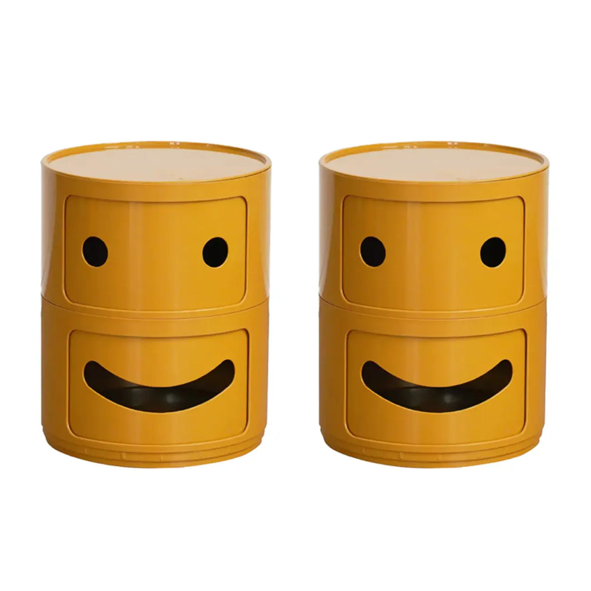 Cute Smiley Face Pattern Round Plastic Storage Nightstand Image - 13