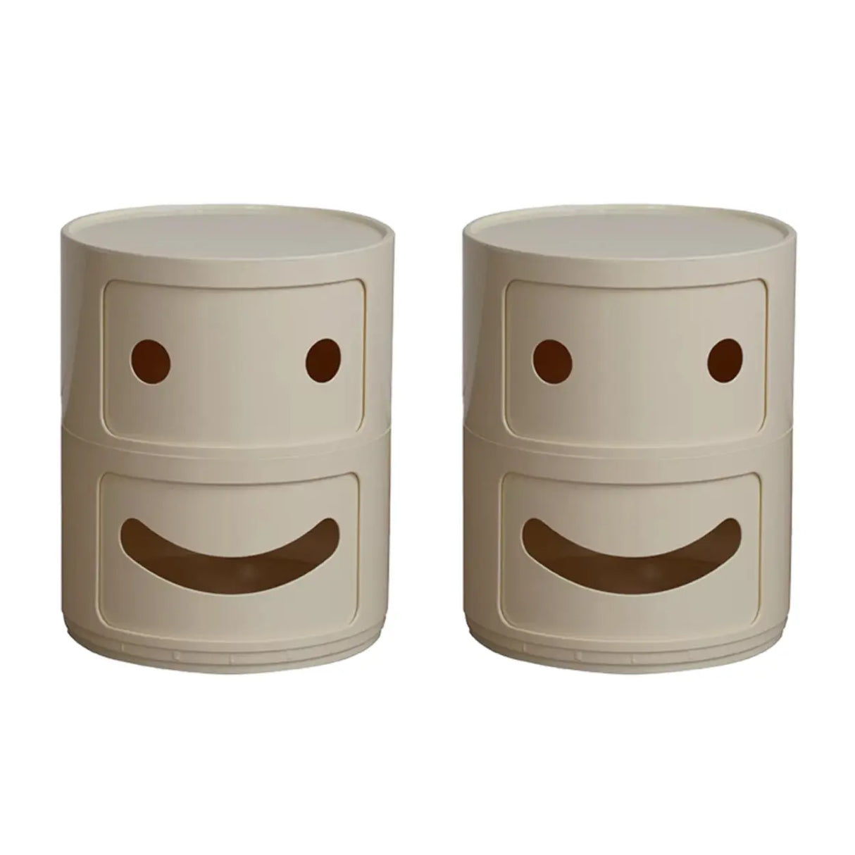 Cute Smiley Face Pattern Round Plastic Storage Nightstand Image - 15