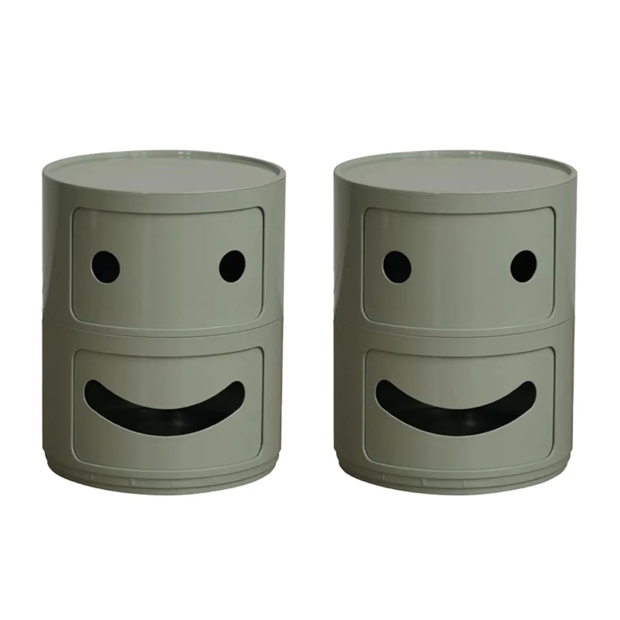 Cute Smiley Face Pattern Round Plastic Storage Nightstand Image - 16