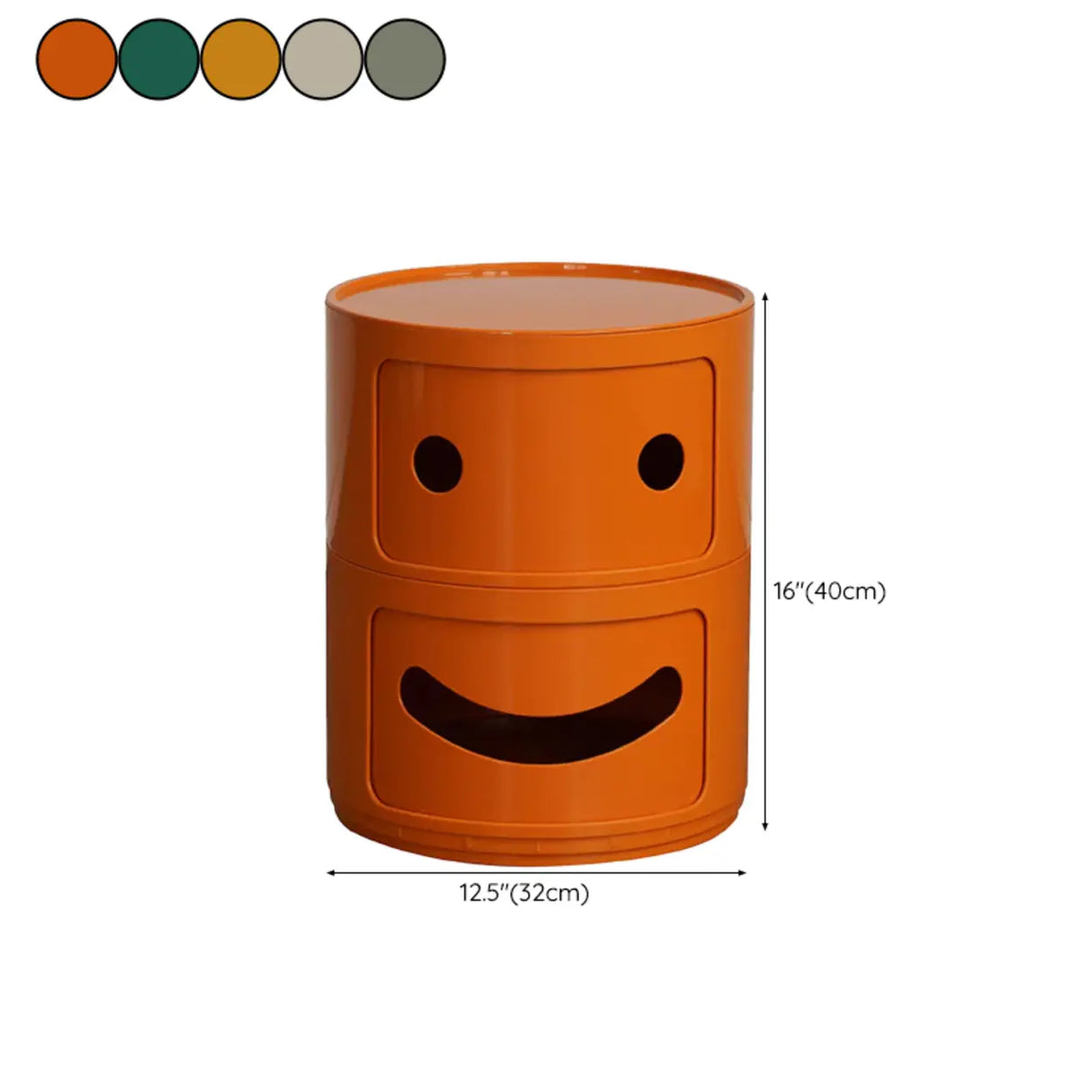 Cute Smiley Face Pattern Round Plastic Storage Nightstand Image - 36