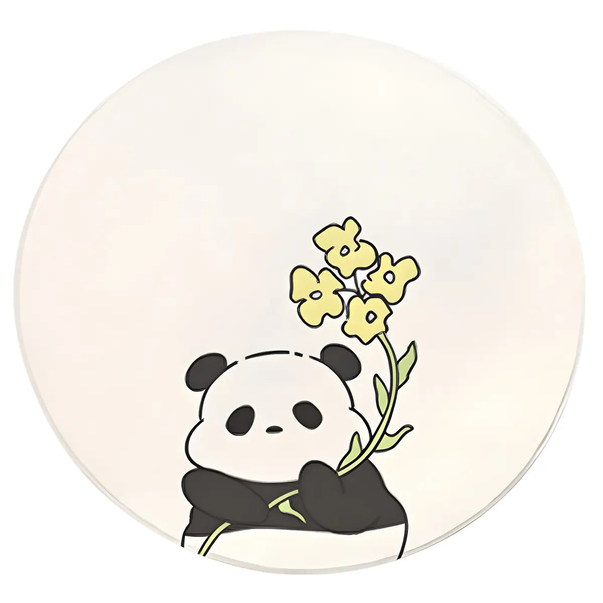 Cute White Round Lambswool Panda Pattern Area Rug Image - 5