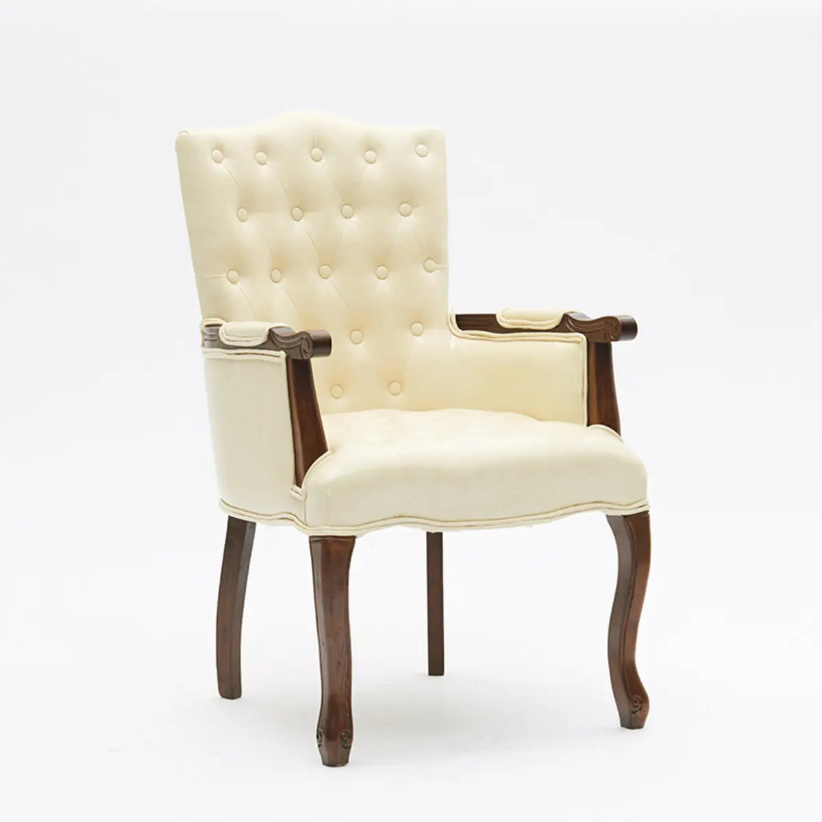 Cyan Oiled Leather Recessed Arm Tufted Accent Chair Image - 10