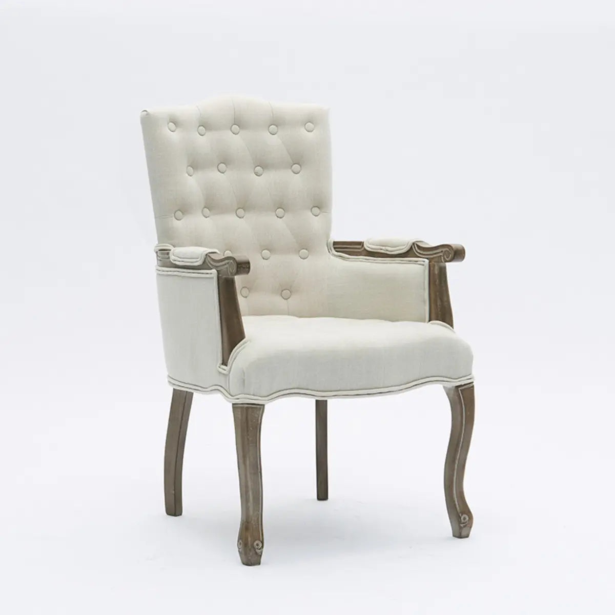 Cyan Oiled Leather Recessed Arm Tufted Accent Chair Image - 2