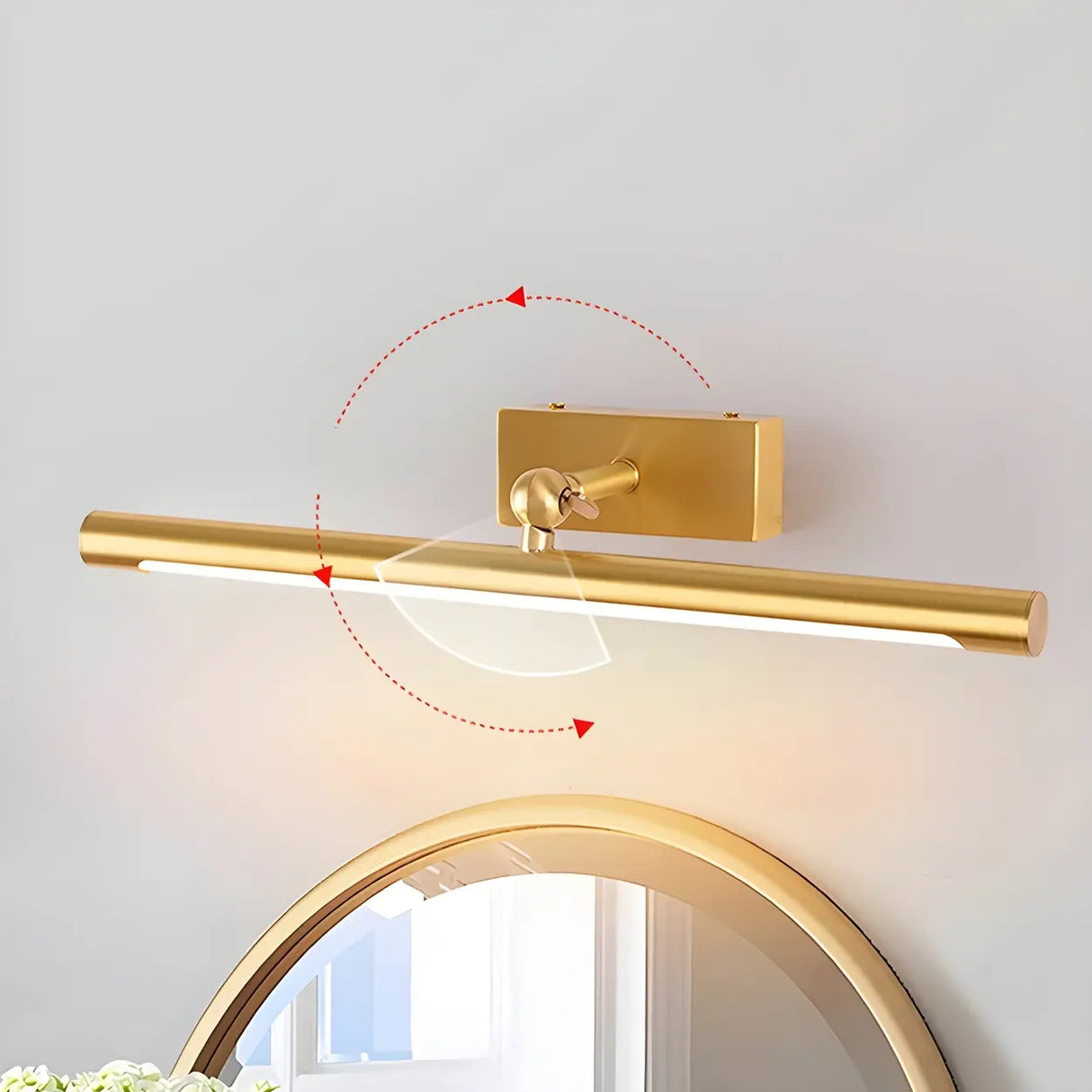 Cylinder Modern Gold Metal Mirror LED Vanity Light Image - 14