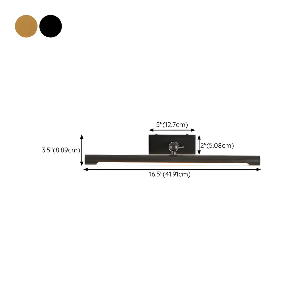 Cylinder Modern Gold Metal Mirror LED Vanity Light