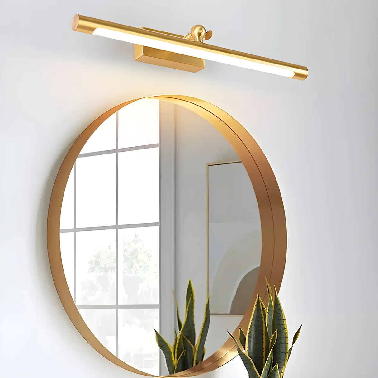 Cylinder Modern Gold Metal Mirror LED Vanity Light Image - 4