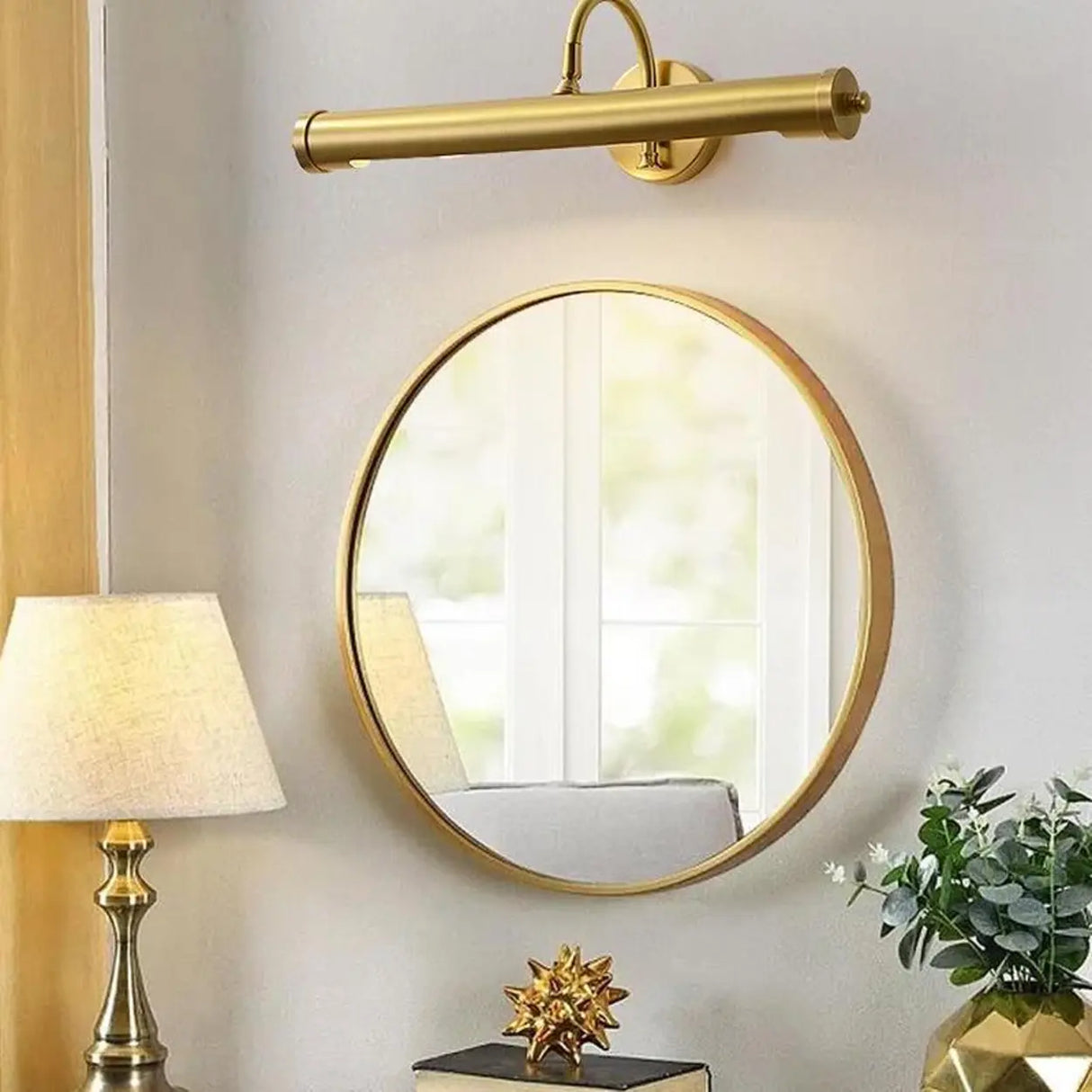 Cylinder Modern Gold Metal Wall Mounted Vanity Light Image - 3