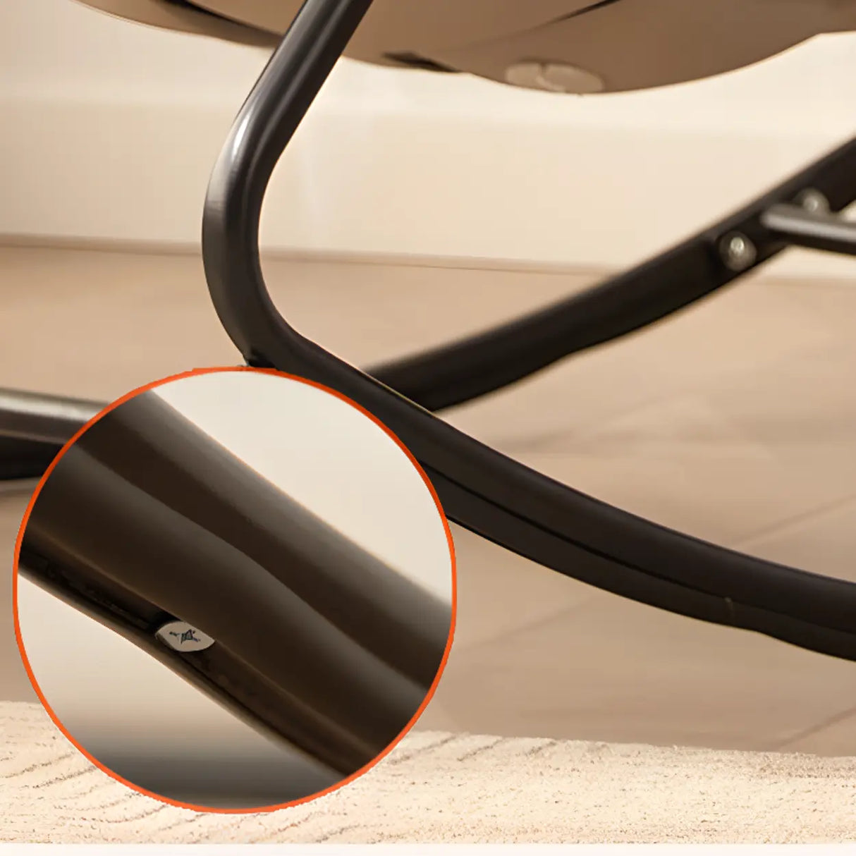 Dark Blue Waterproof Upholstered Tufted Rocking Chair Image - 10