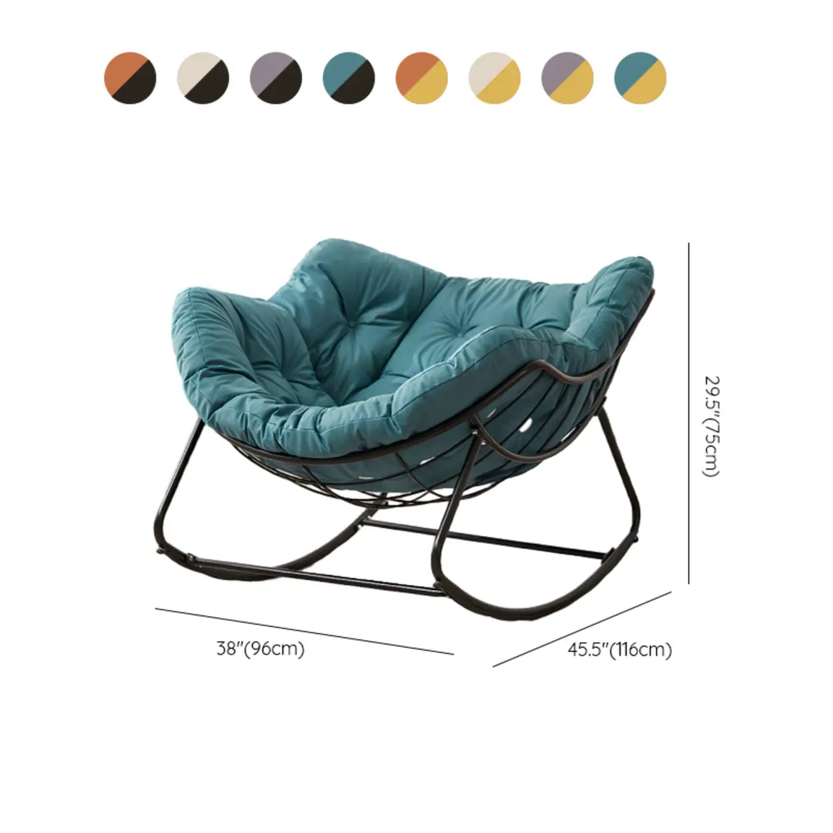 Dark Blue Waterproof Upholstered Tufted Rocking Chair