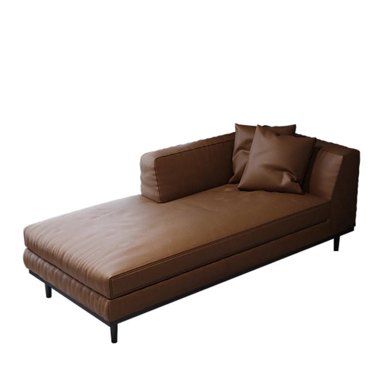 Dark Brown Antifouling Faux Leather Right-Arm Chaise Image - 2
