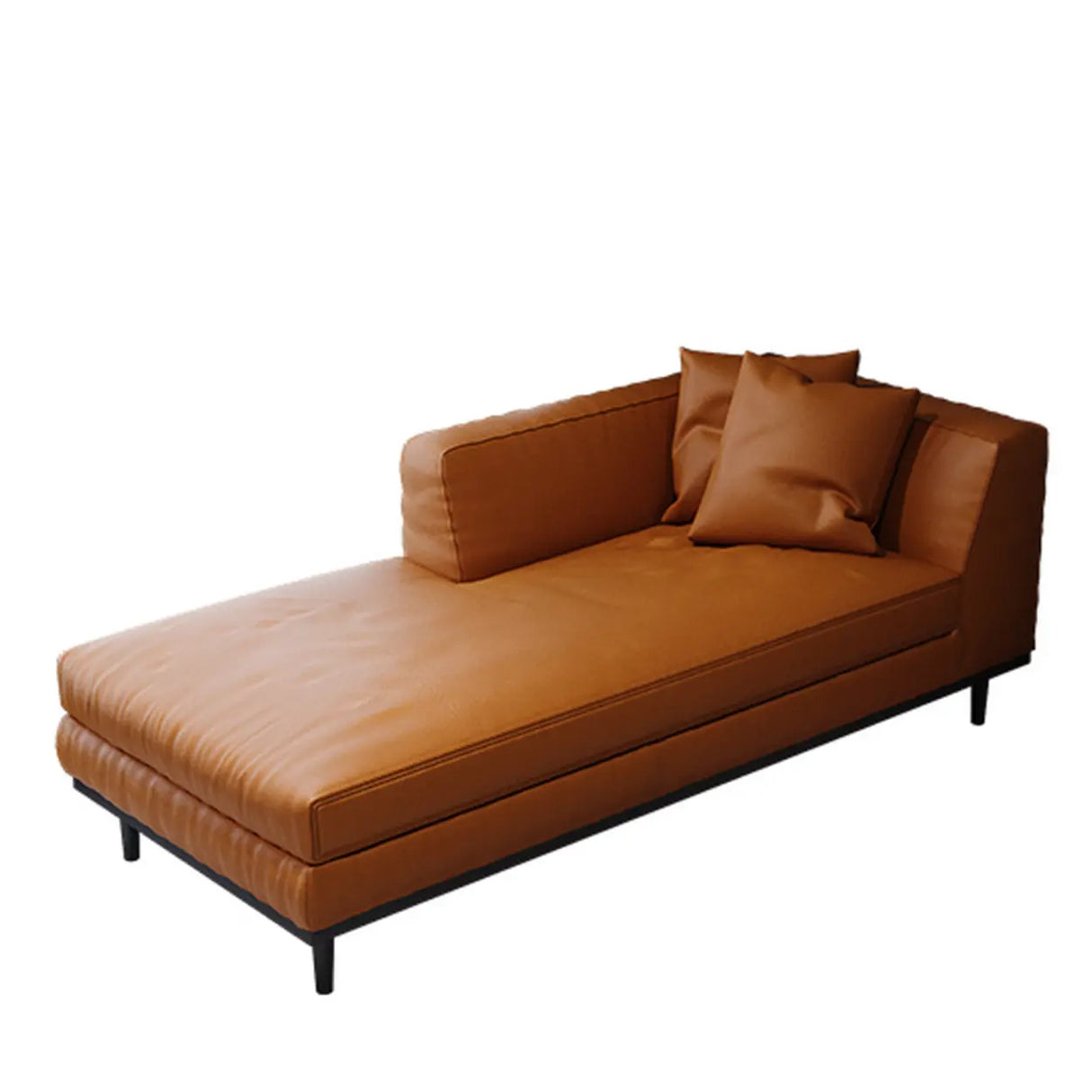 Dark Brown Antifouling Faux Leather Right-Arm Chaise Image - 3