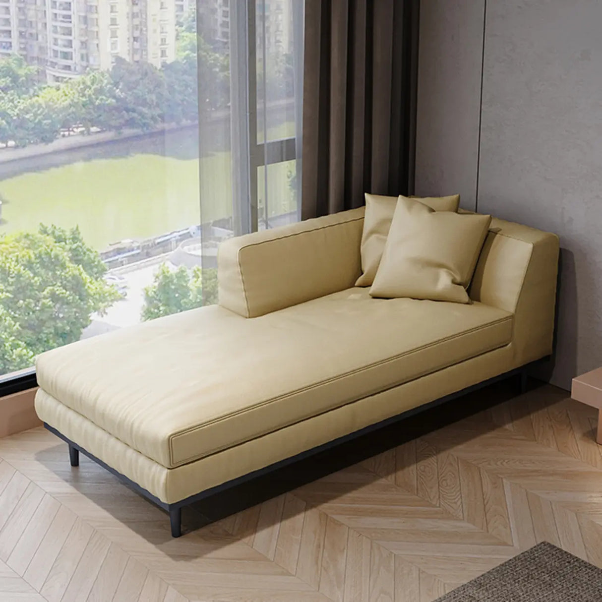 Dark Brown Antifouling Faux Leather Right-Arm Chaise Image - 6