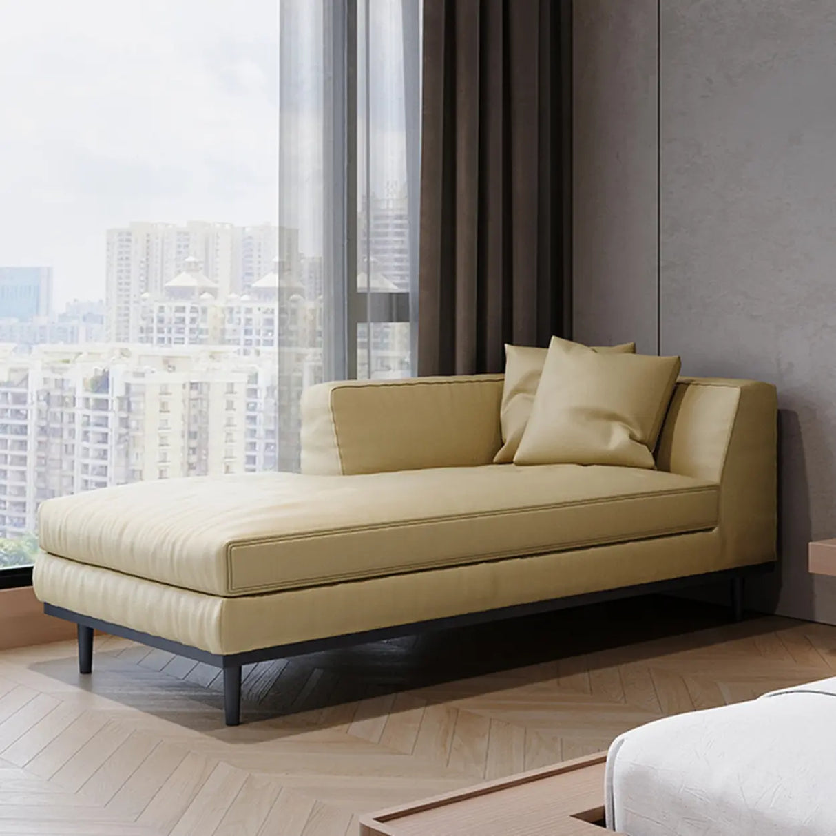 Dark Brown Antifouling Faux Leather Right-Arm Chaise Image - 7