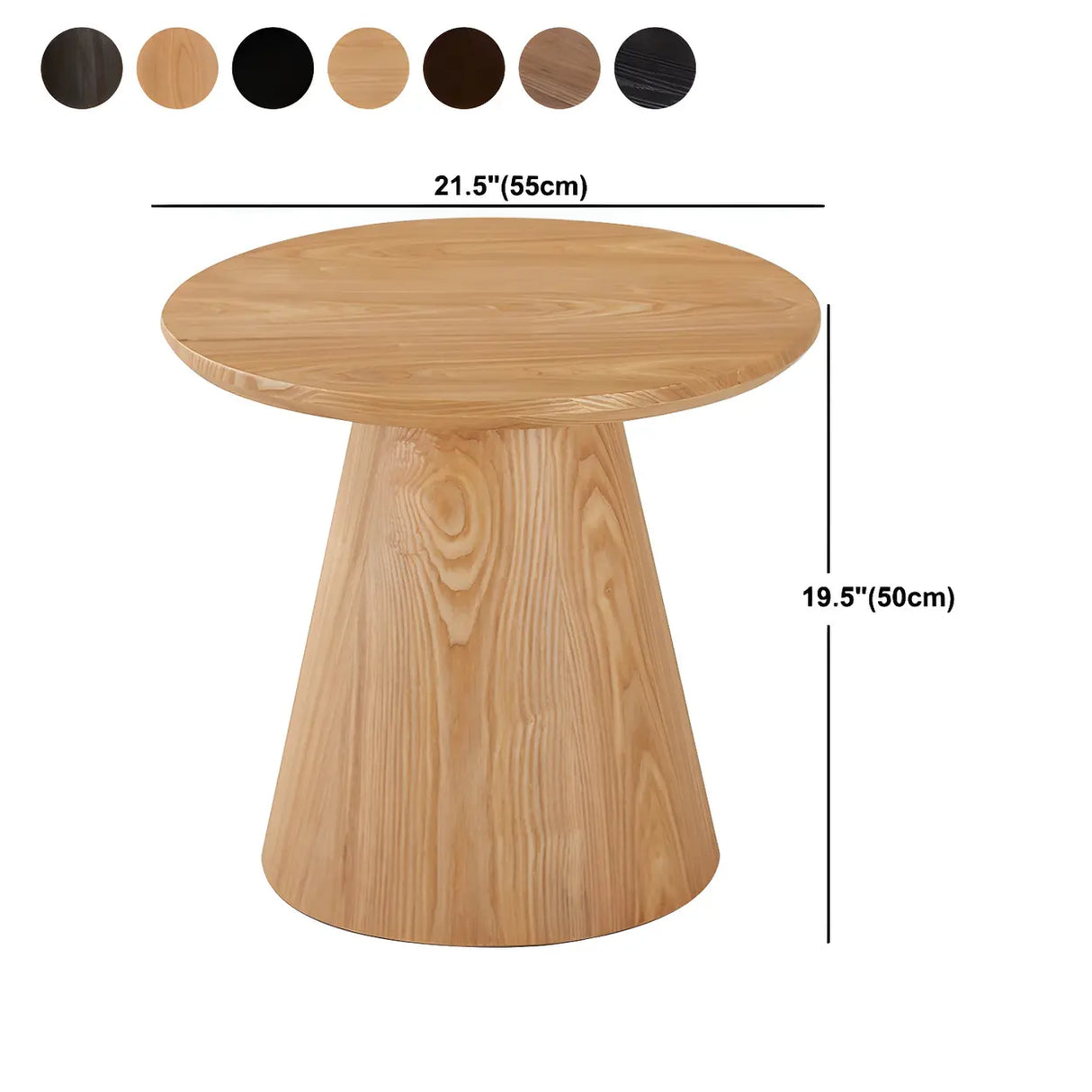 Dark Coffee Pine Wood Pedestal Base Round Coffee Table