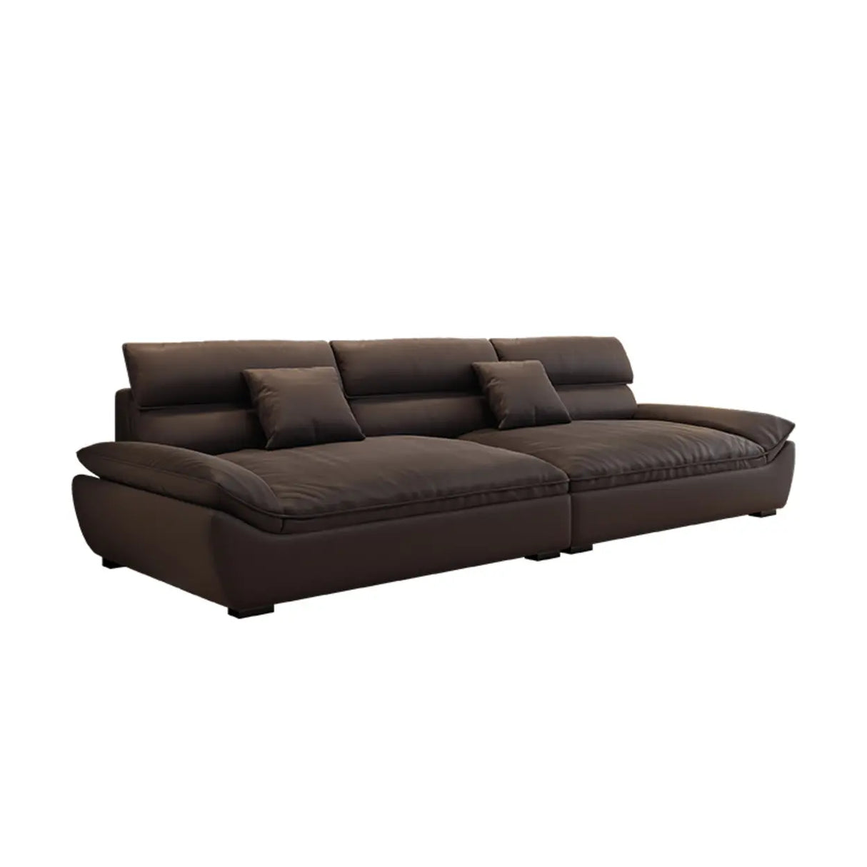 Dark Coffee Scratch Resistant Leather Wood Frame Sofa Image - 5