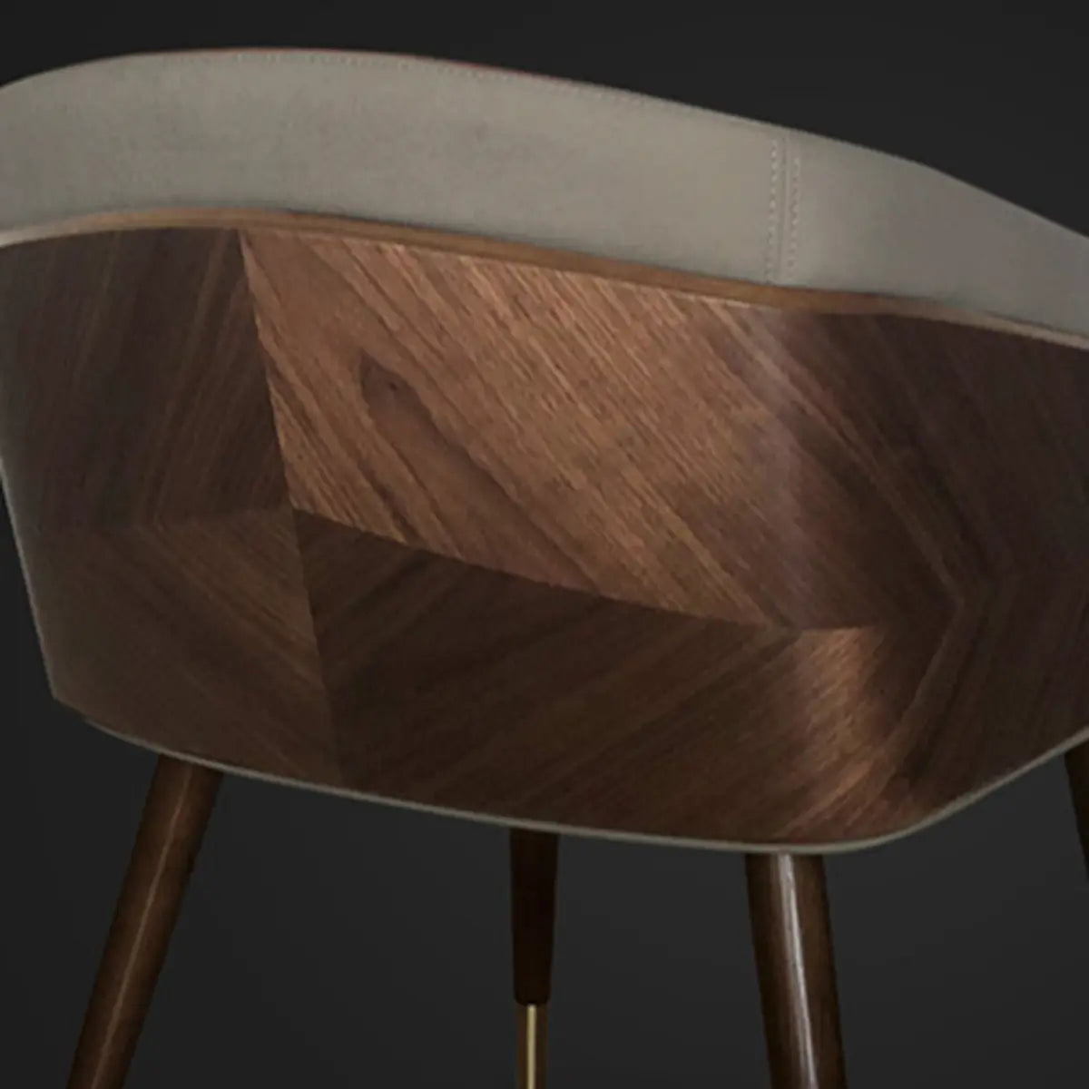 Dark Gray-Beige Fixed Back Arm Chair with Four Legs Image - 8