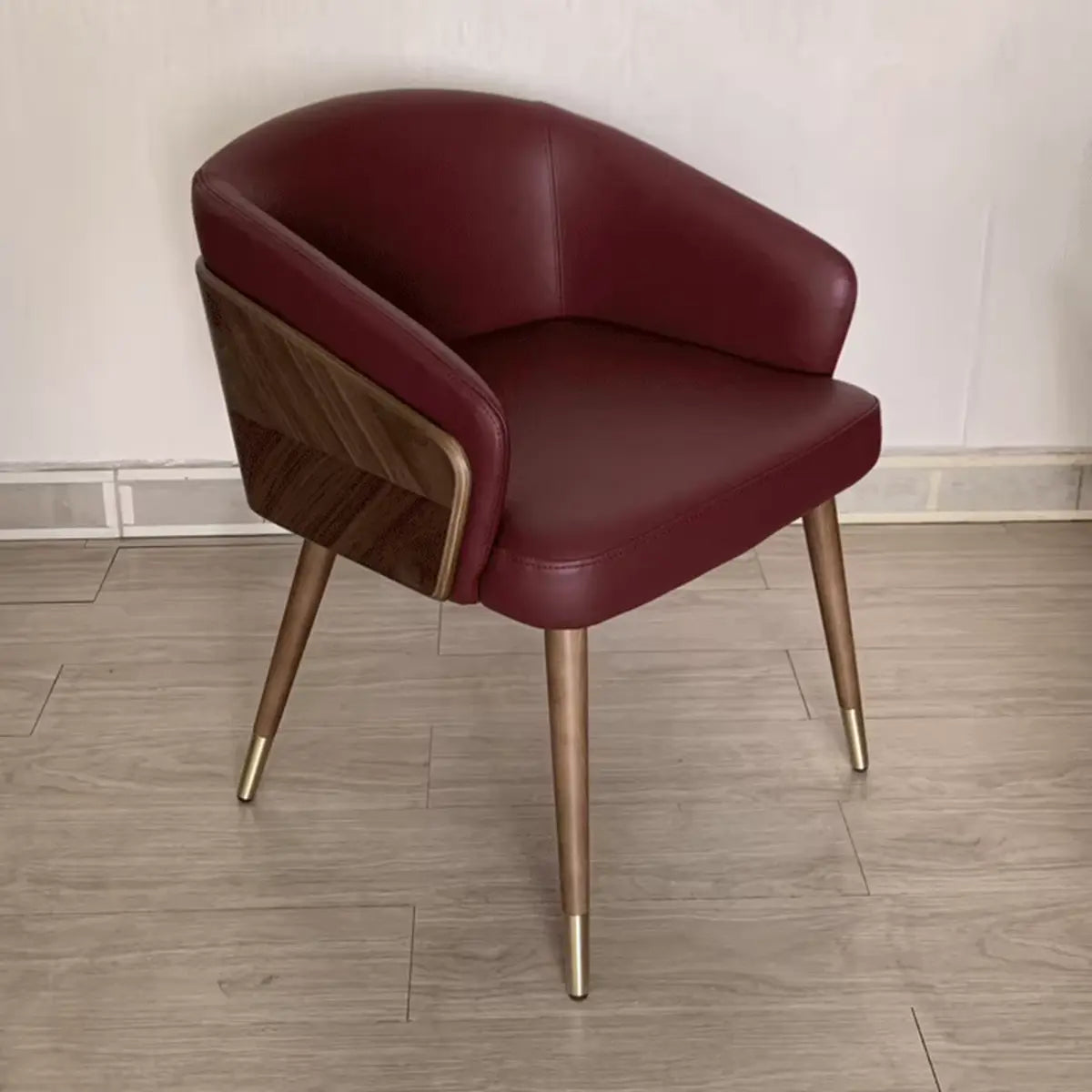 Dark Gray-Beige Fixed Back Arm Chair with Four Legs Image - 9