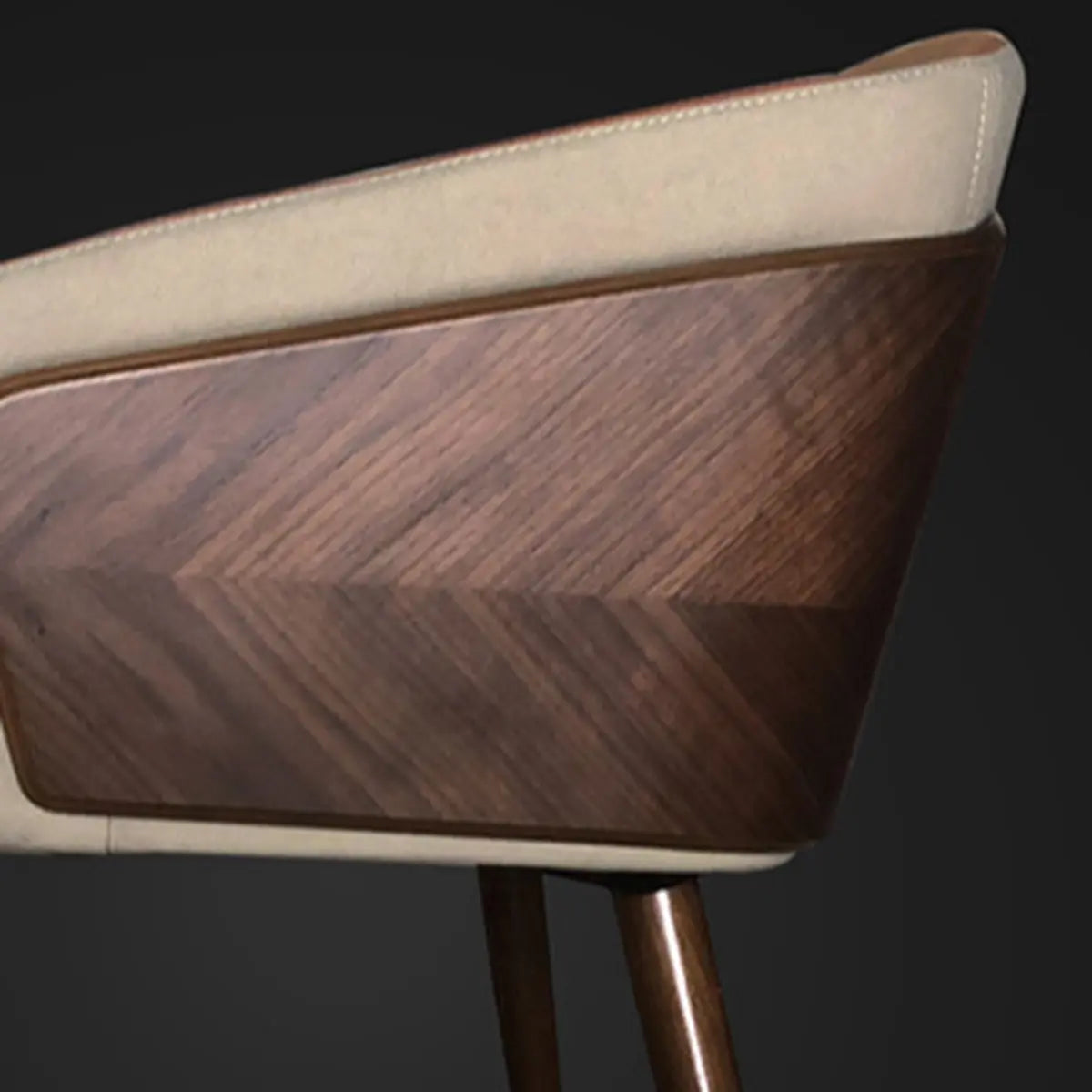 Dark Gray-Beige Fixed Back Arm Chair with Four Legs Image - 4