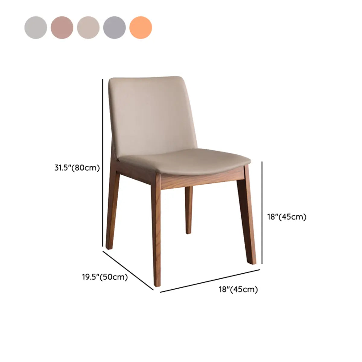 Dark Gray Faux Leather Oak Framed Armless Dining Chair