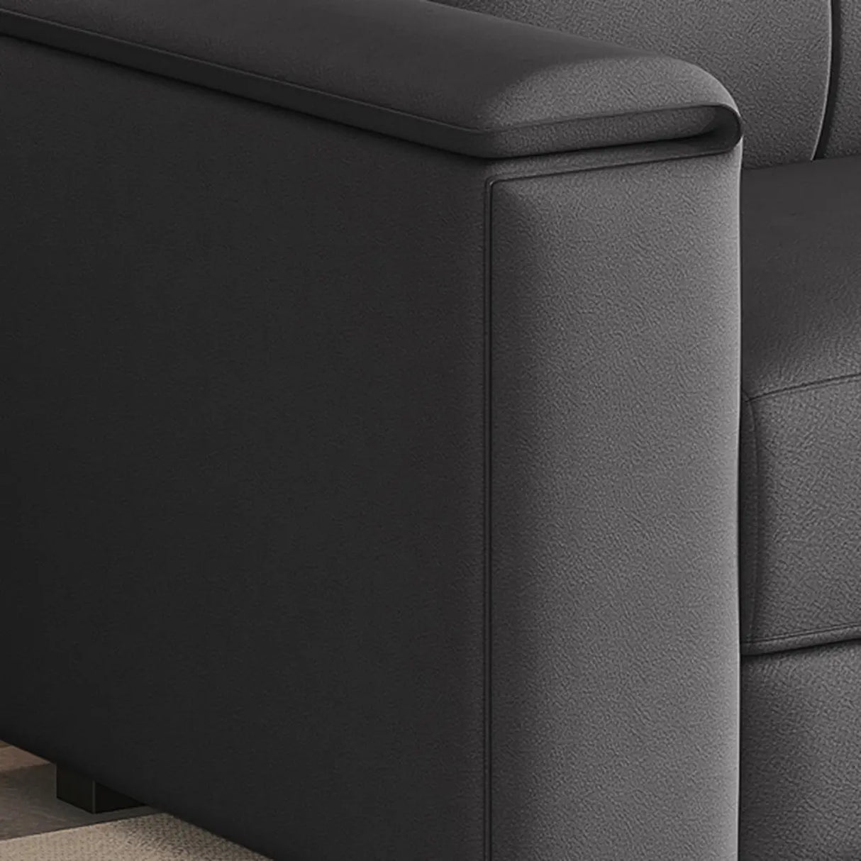 Dark Gray Scratch Resistant Cloth Cushion Back Sofa Image - 16