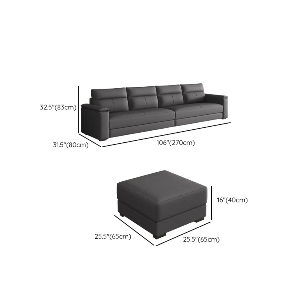 Dark Gray Scratch Resistant Cloth Cushion Back Sofa Image - 27