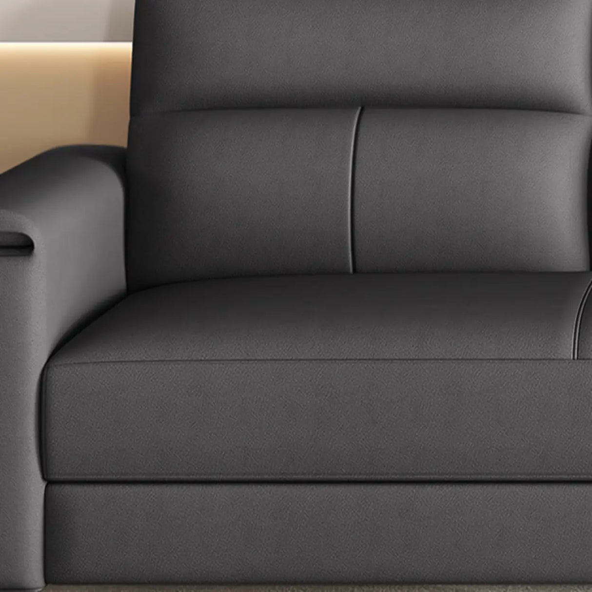 Dark Gray Scratch Resistant Cloth Cushion Back Sofa Image - 12