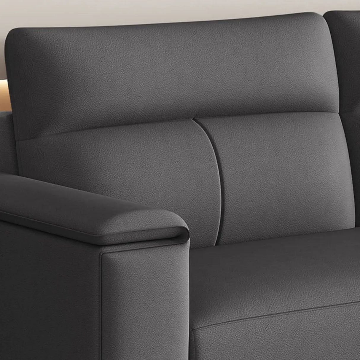 Dark Gray Scratch Resistant Cloth Cushion Back Sofa Image - 13