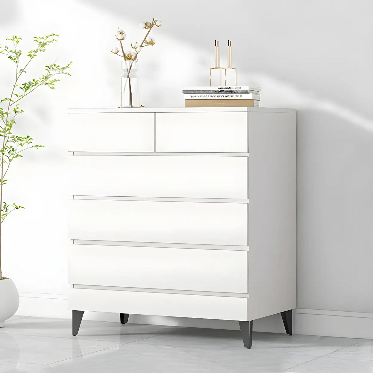 Dark Khaki Finish Oak Wood Dresser for Drawers Image - 10