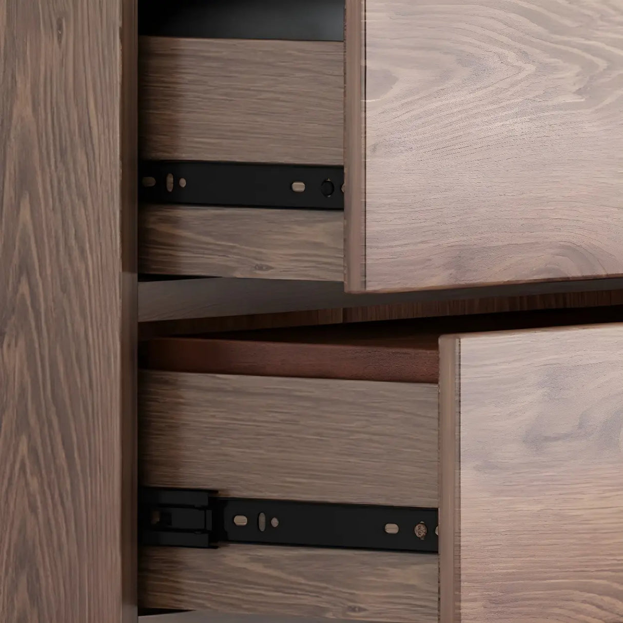 Dark Khaki Finish Oak Wood Dresser for Drawers Image - 13