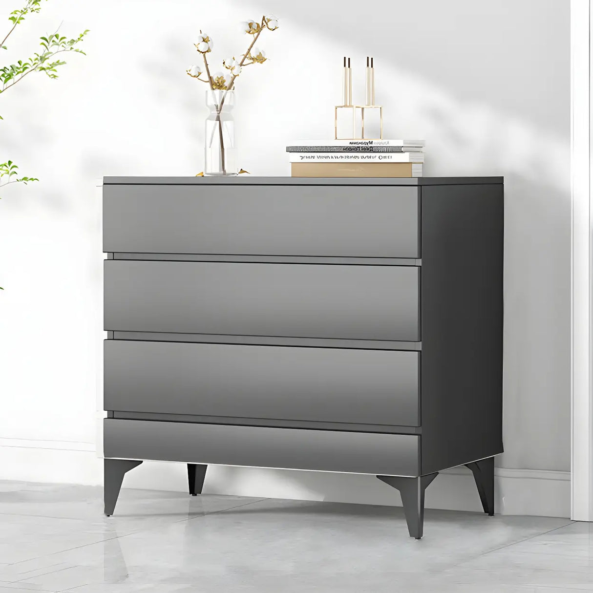 Dark Khaki Finish Oak Wood Dresser for Drawers Image - 24